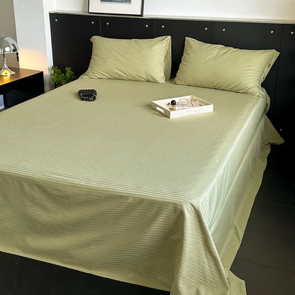 DecorBites™ Luxe Cotton Satin Stripe Bed Sheet Set with 2 Pillowcase