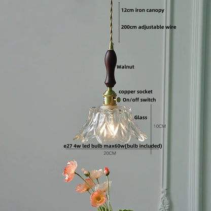 DecorBites™ Glass Copper LED Pendant Lamp with Wire Adjustment & Knob Switch