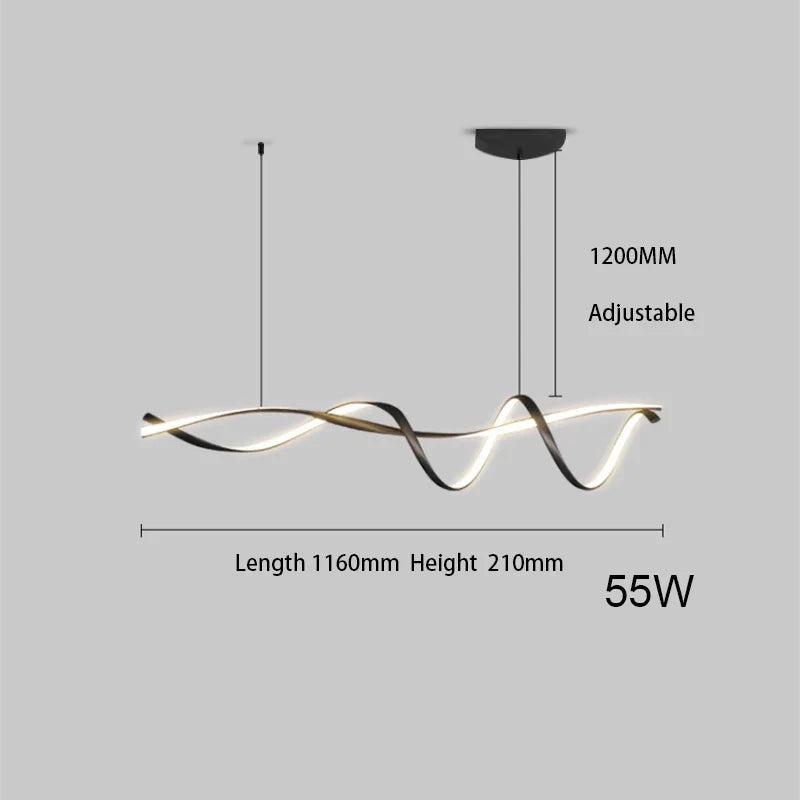 DecorBites™ Black Modern LED Chandelier Dining Room Kitchen Island Bar Ceiling Fixture