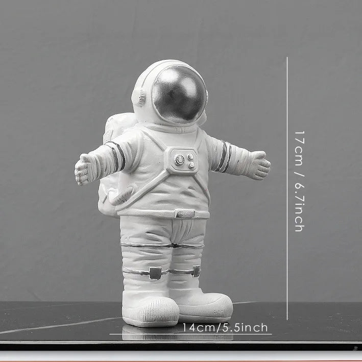 DecorBites™ Astronaut Figurines: Modern Spaceman with Moon Sculpture, Perfect Gift for Man & Boyfriend