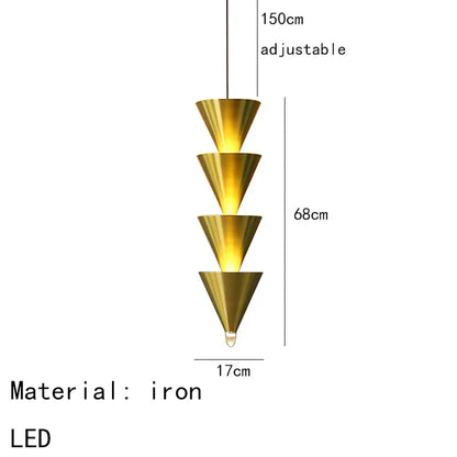DecorBites™ Gold Black Cone LED Pendant Lamp for Stylish Home and Shop Lighting