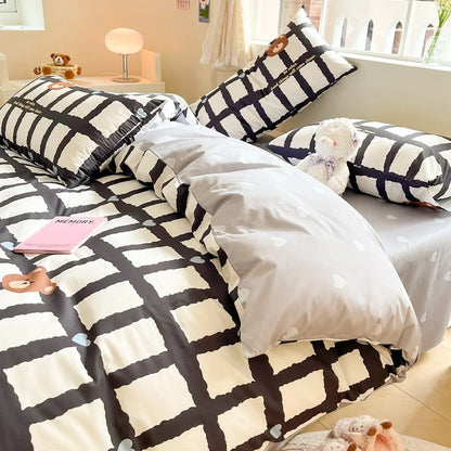 DecorBites™ Cotton Cartoon Printed Bed Set with Non-Fading Floral Patterns for Adults