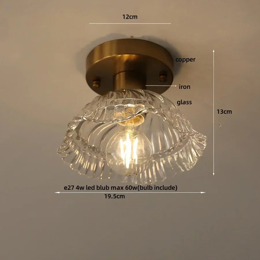 DecorBites™ Green Flower Glass Copper Ceiling Light - Nordic Modern LED, Living Room Bedroom Hallway Fixtures