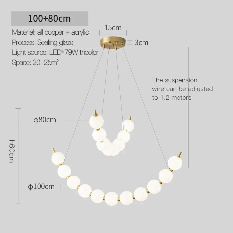 DecorBites™ Brass Full Copper Modern Chandelier Light Fixture for Stylish Living Spaces