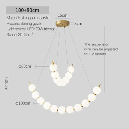 DecorBites™ Brass Full Copper Modern Chandelier Light Fixture for Stylish Living Spaces