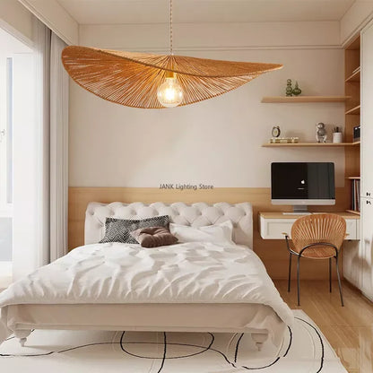 DecorBites™ Hemp Rope Straw Hat Pendant Lights LED Decorative Lighting for Living Room and Restaurant