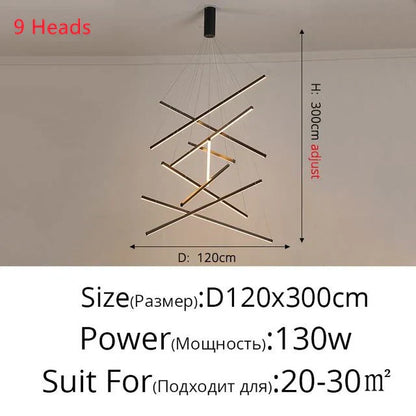 DecorBites™ Aluminum Ceiling Chandelier with Changeable LED Shape for Stairway and Living Room