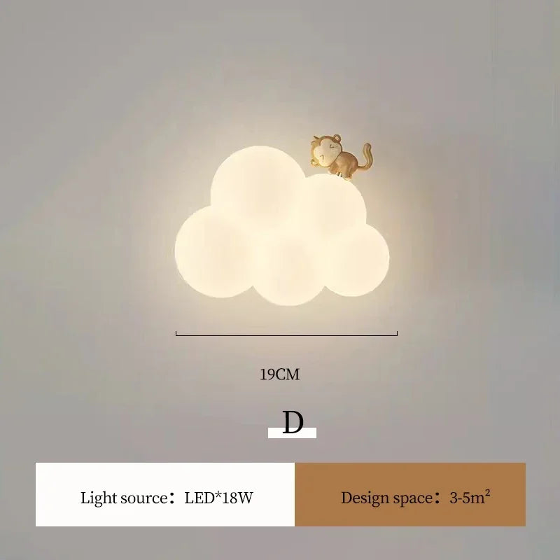 DecorBites™ Kids Room LED Animal Wall Lamps - Monkey Rabbit Cloud Design