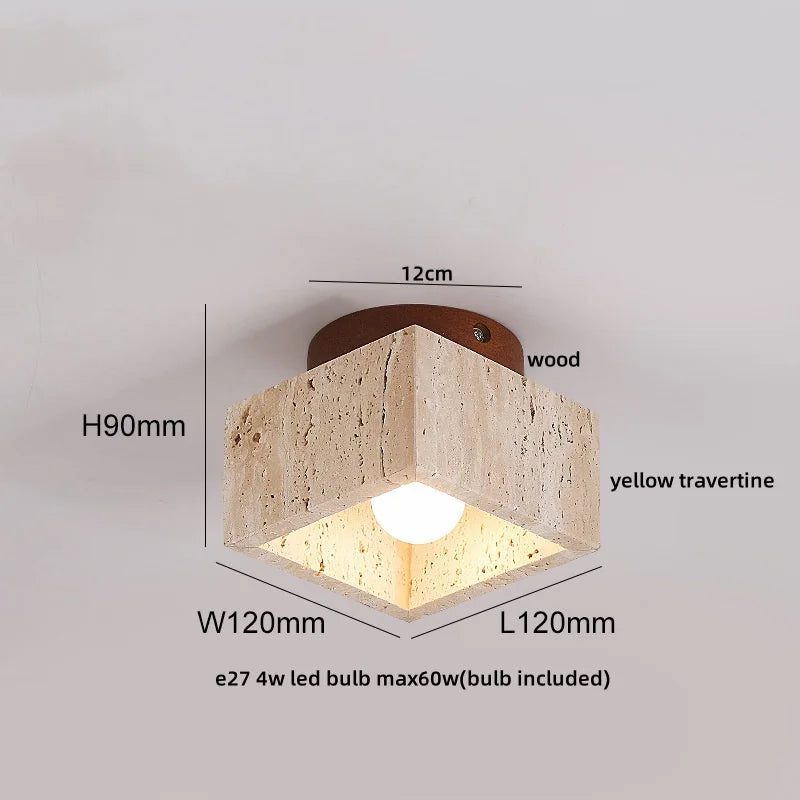 DecorBites™ LED Wood Yellow Travertine Ceiling Light - Modern Style for Home Decor