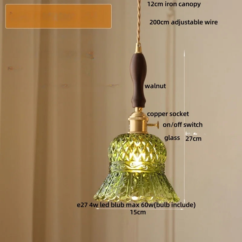 DecorBites™ Amber Glass LED Pendant Light Modern Nordic Hanging Lamp