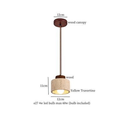 DecorBites™ Columnar Stone LED Pendant Lamp - Yellow Travertine - Nordic Minimalism