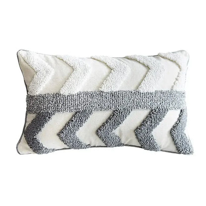 DecorBites™ Geometric Tufted Tassel Cushion Cover Cotton Canvas Fall Pillow Cover