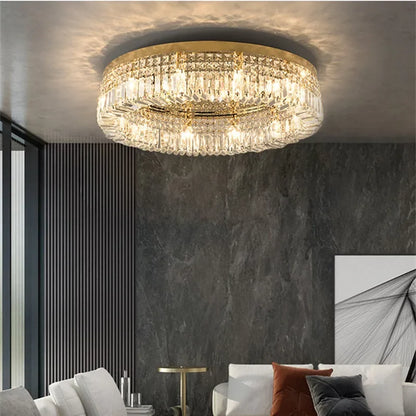 DecorBites™ Crystal Gold Ceiling Light for Dining Room, LED Chandeliers Living Room Decoration