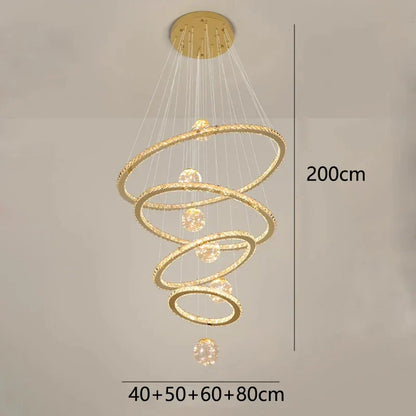 DecorBites™ Crystal Chandelier Stair Pendant Lamp Living Room Pendant Lights Interior Lighting