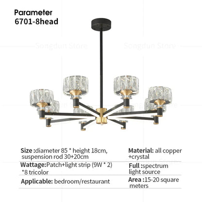 DecorBites™ Crystal Chandelier Modern Luxury Light for Living Hall Dining Bedroom