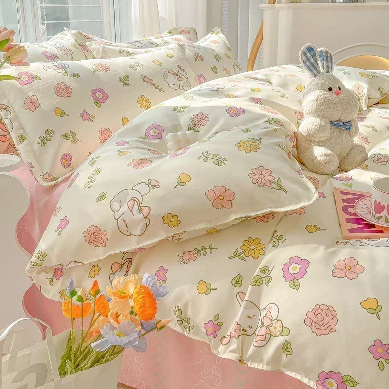 DecorBites™ Cartoon Print Polyester Bedding Set Full Size Soft Duvet Cover Set