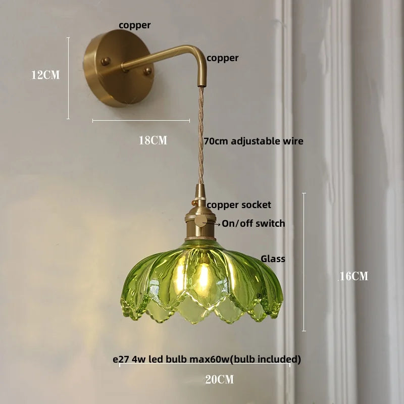 DecorBites™ LED Glass Wall Lights Pull Chain Switch | Nordic Modern Design Bedside Lamp