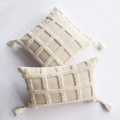 DecorBites™ Boho Tufted Tassel Cushion Cover for Home Decor Living Room Sofa