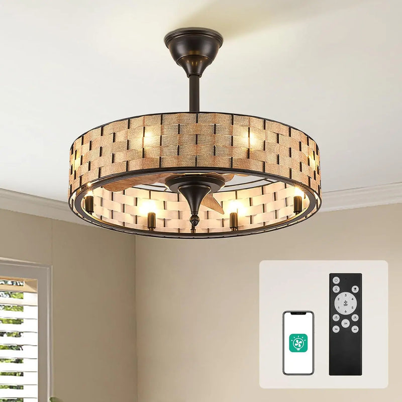 DecorBites™ Crystal Ceiling Fan with Birdcage Design, Iron Lampshade, Variable Frequency Remote Control