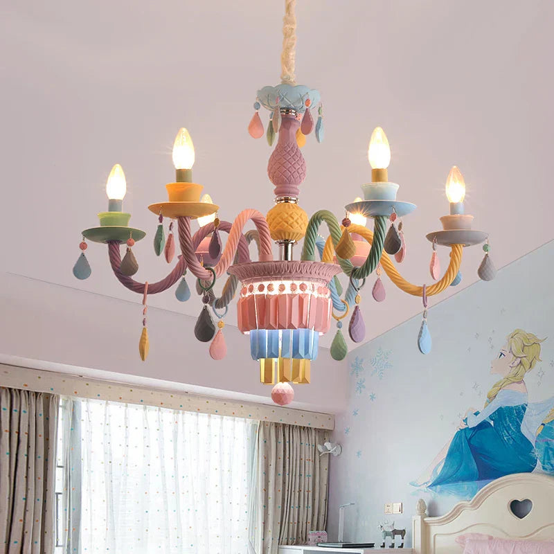 DecorBites™ Crystal Chandelier Girl Baby Bedroom Lamp Nordic Princess Room Lighting
