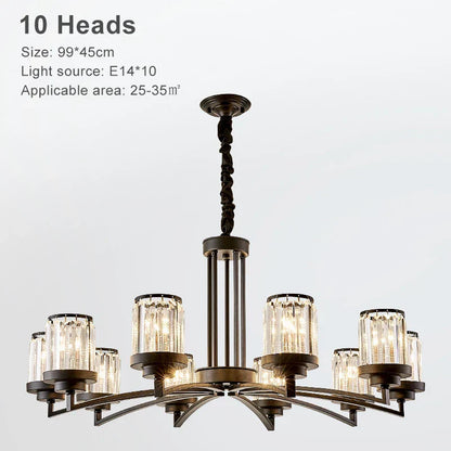 DecorBites™ Black Art Crystal Chandelier for Luxury Living Room Bedroom Lighting Fixtures
