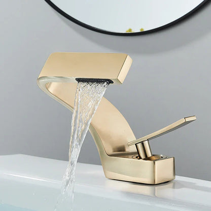 DecorBites™ Black Waterfall Bathroom Basin Faucet Cold Hot Mixer Deck-mounted Simple Design