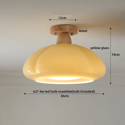 DecorBites™ Glass Copper LED Ceiling Light Fixture for Home Decor Porch Hallway Room