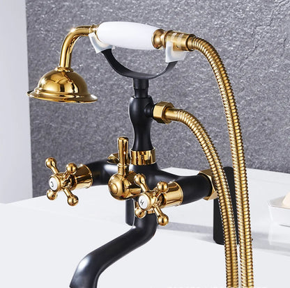 DecorBites™ Antique Chrome Bathtub Shower Mixer Faucet Tap Set for Bathroom
