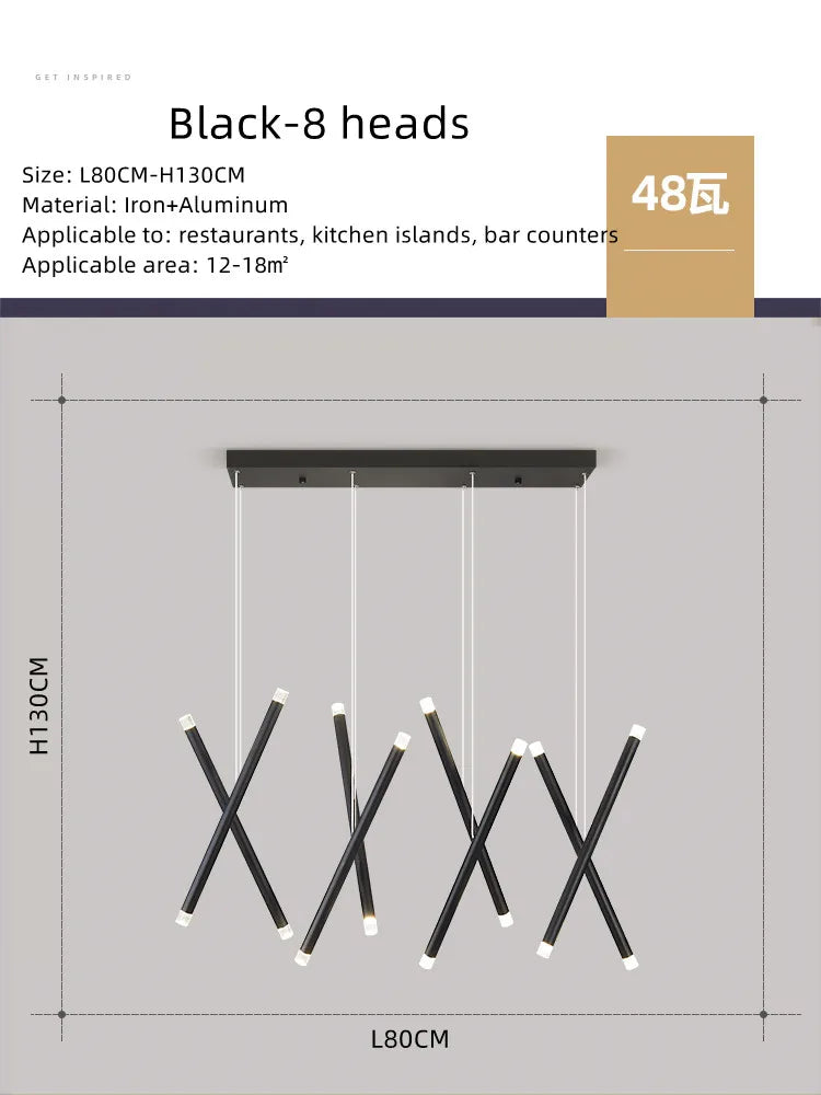 DecorBites™ Black Round Tube LED Chandelier for Duplex Loft Stair - Interior Lighting Decoration