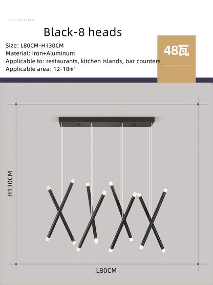 DecorBites™ Black Round Tube LED Chandelier for Duplex Loft Stair - Interior Lighting Decoration