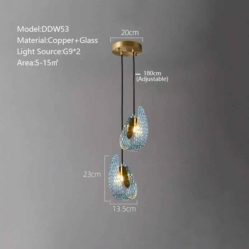 DecorBites™ Blue Glass Luxury Wall Sconce LED Light Fixture for Living Room Bedroom Aisle