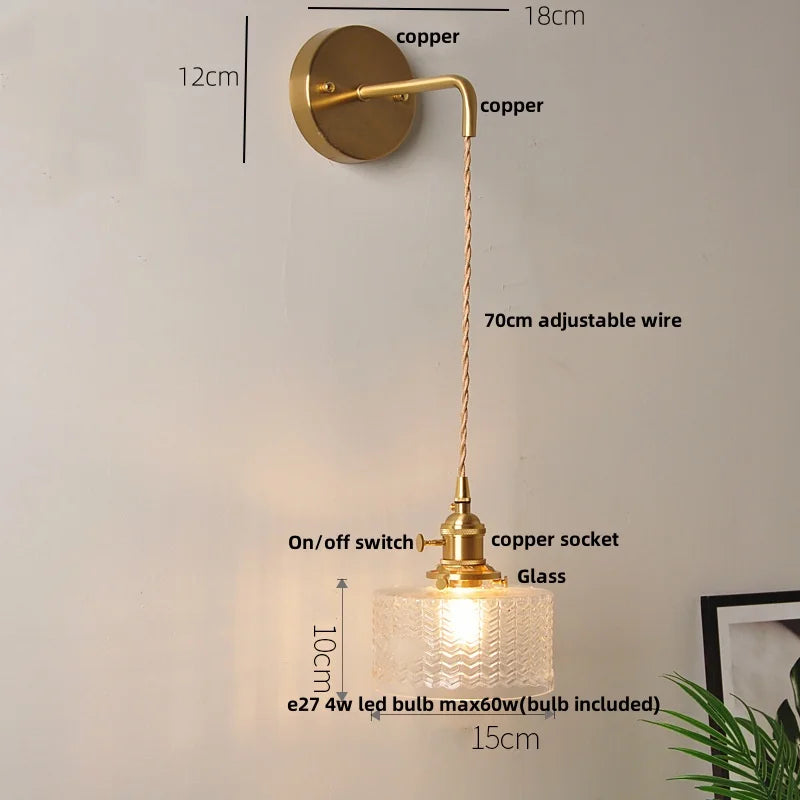DecorBites™ Clear Glass LED Wall Light with Pull Chain Switch for Modern Decor