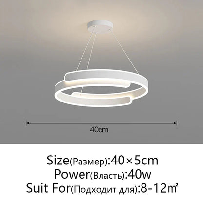 DecorBites™ Black White LED Ring Chandelier Pendant Lights for Home Indoor Decor