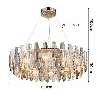 DecorBites™ LED Leaf Chandelier: Modern Living Room Decor Lighting for Duplex Rotating Stairs