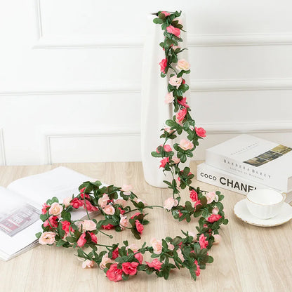 DecorBites™ 250cm Rose Flowers Vine Garland Autumn Cane Backdrop Decor