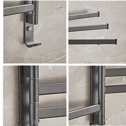 DecorBites™ Gray Aluminum Swivel Towel Hanger: Wall Mounted Folding Bathroom Towel Bar