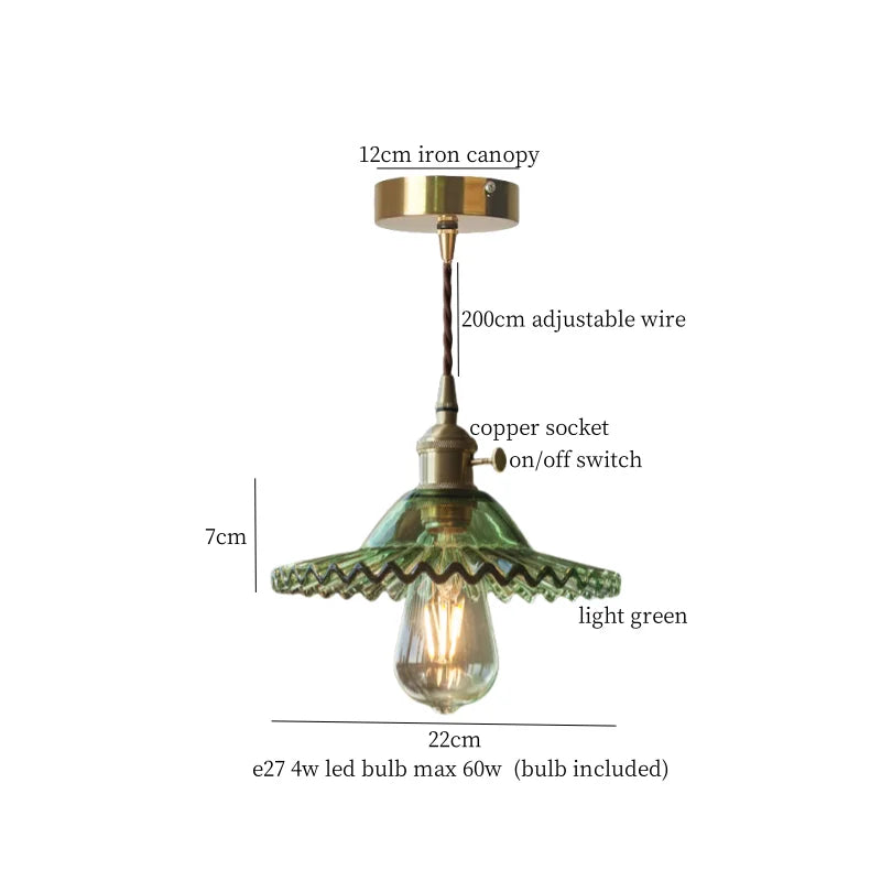 DecorBites™ Brass Glass LED Pendant Lamp for Cafe Bar Restaurant Bedroom Loft