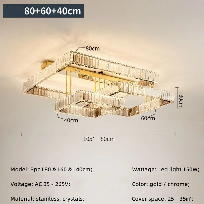 DecorBites™ Crystal Dimmable Ceiling Light - Luxury Living Room Bedroom Lamp