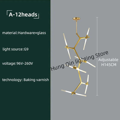 ™ Gold Branch LED Chandelier for Duplex Villa Staircase - Modern Indoor Lighting