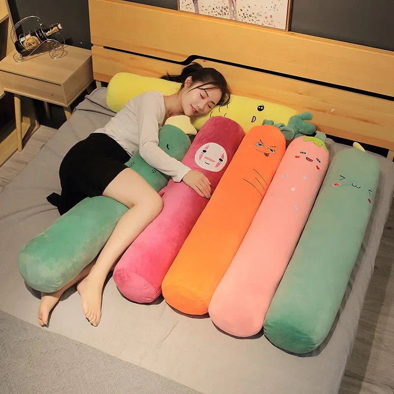 DecorBites™ Cylindrical Long Pillow: Detachable, Washable, Side-Sleeping Body Support