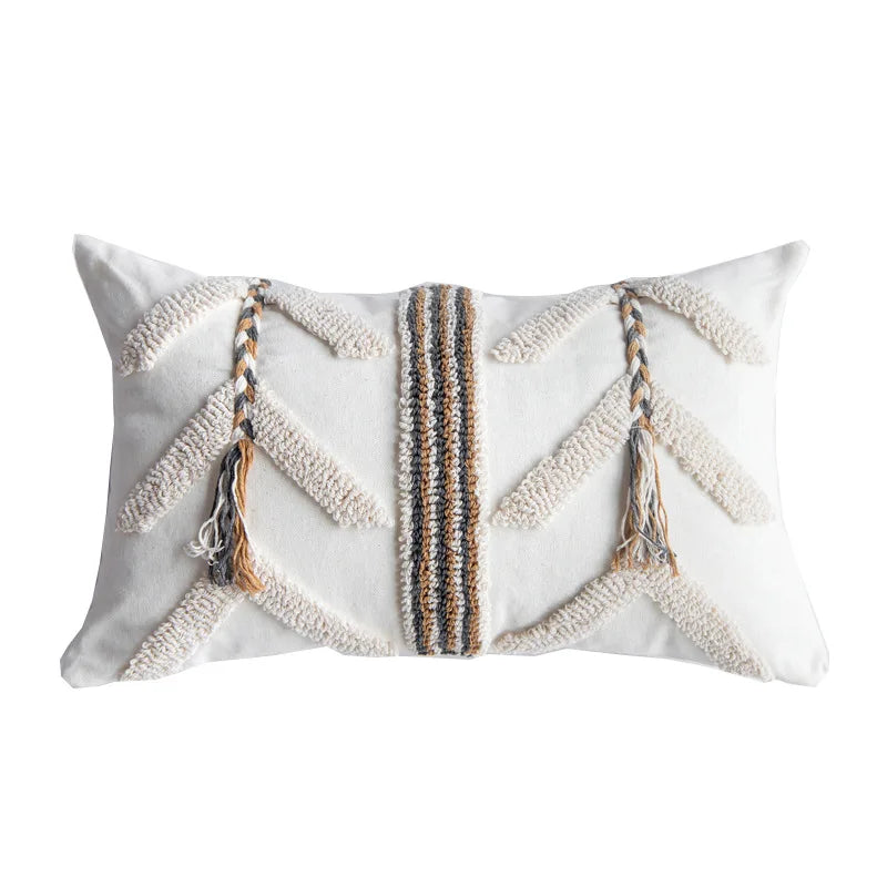 DecorBites™ Beige Crochet Tufted Pillow Cover: Nordic Style Home Decor Cushion