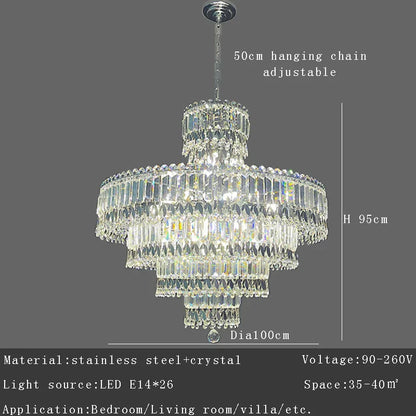 ™ Large Crystal Chandelier Chrome Hanging Lamp for Dining Room Decor