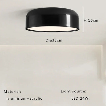 DecorBites™ Italian Minimalist Round LED Ceiling Lamp Black White Bedroom Light