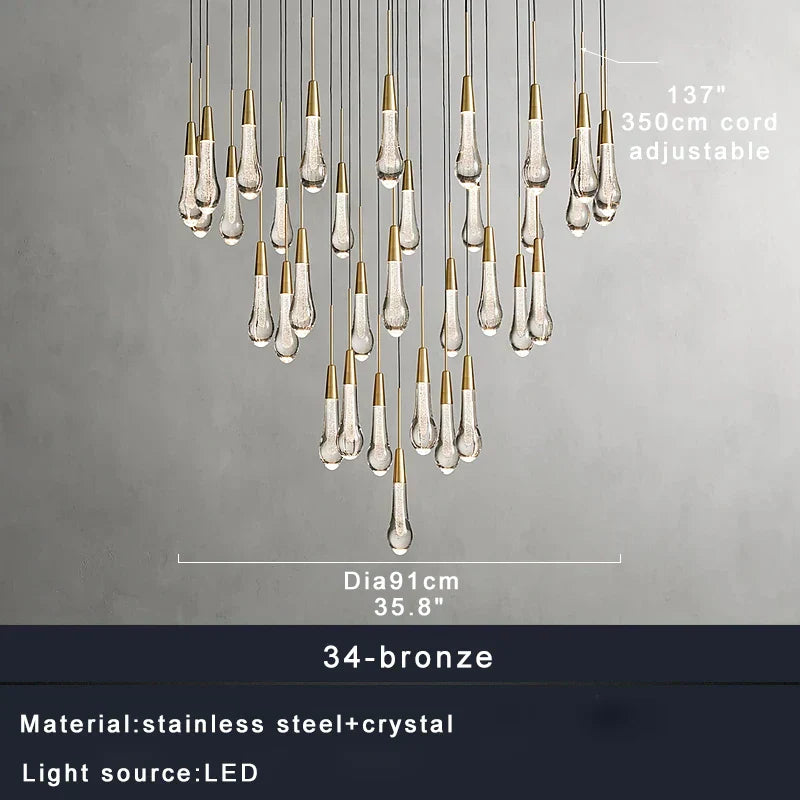 DecorBites™ Crystal Water-drop Ceiling Chandelier, Elegant Dining Room Décor.