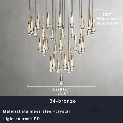 DecorBites™ Crystal Water-drop Ceiling Chandelier, Elegant Dining Room Décor.