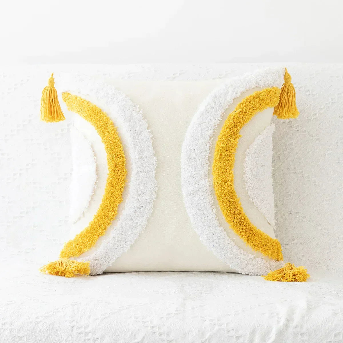 DecorBites™ Boho Geometric Tufted Cushion Cover Cotton Canvas Pillow Covers