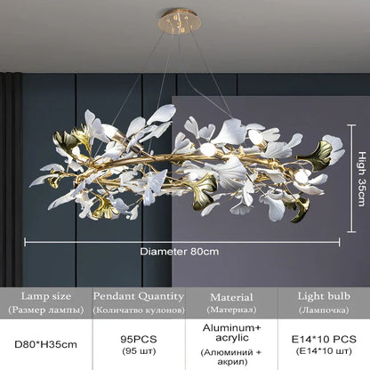DecorBites™ Ginkgo Leaf Crystal Chandelier for Home Décor