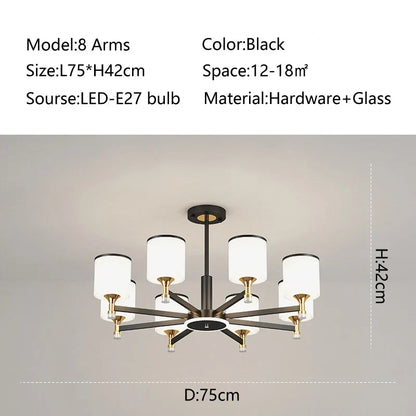 DecorBites™ Glass Chandelier: Nordic Modern LED Hanging Light for Living Room and Bedroom