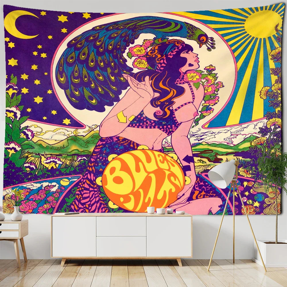 DecorBites™ Kawaii Women Tapestry Anime Girl Illustration Aesthetic Art Hippie Dorm Decor