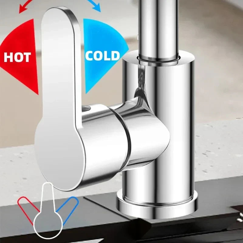 DecorBites™ Brushed Stainless Steel Kitchen Faucet with Rotation Stream Sprayer Head